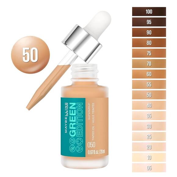 MAYBELLINE Green Edition #50 Super Drop Tinted Oil Makeup Foundation Bundle of 2 - Picture 2 of 5